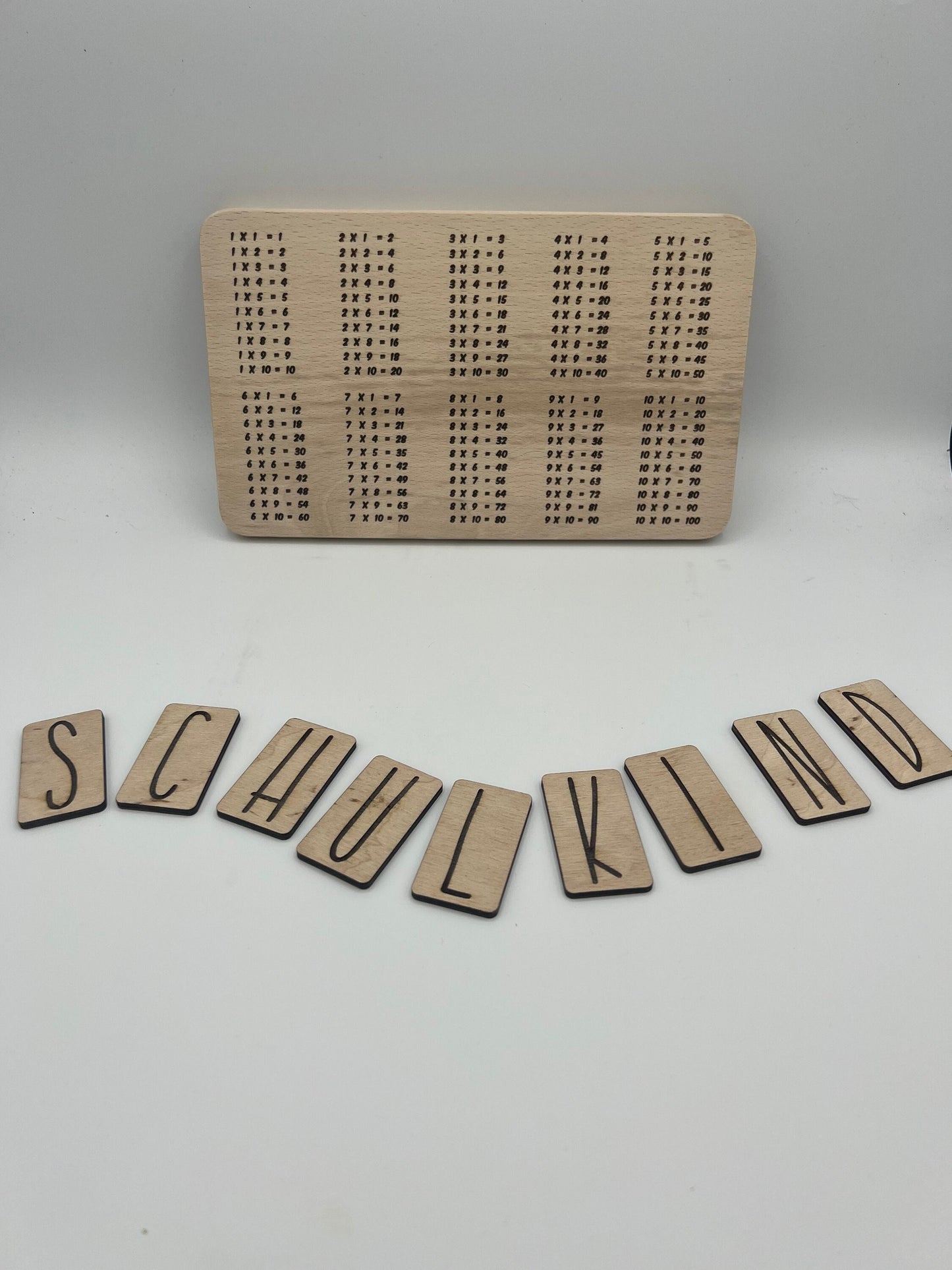 1X1 Frühstücksbrett aus Buchenholz / Geschenk / Einschulung/Schultüte/lernen