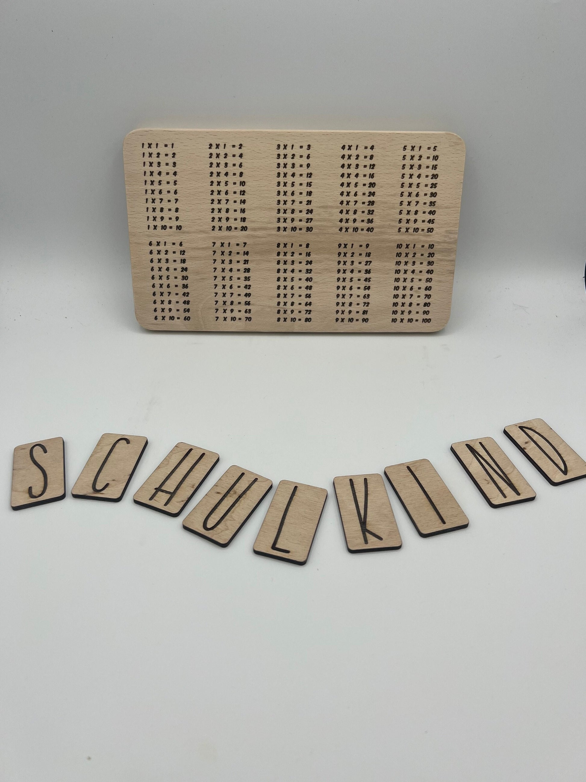 1X1 Frühstücksbrett aus Buchenholz / Geschenk / Einschulung/Schultüte/lernen