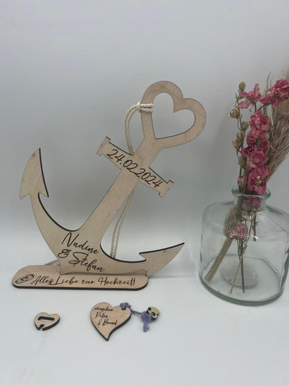 Anker Hochzeitsgeschenk ,Geldgeschenk, Geburtstagsgeschenk, holz ,personalisiert