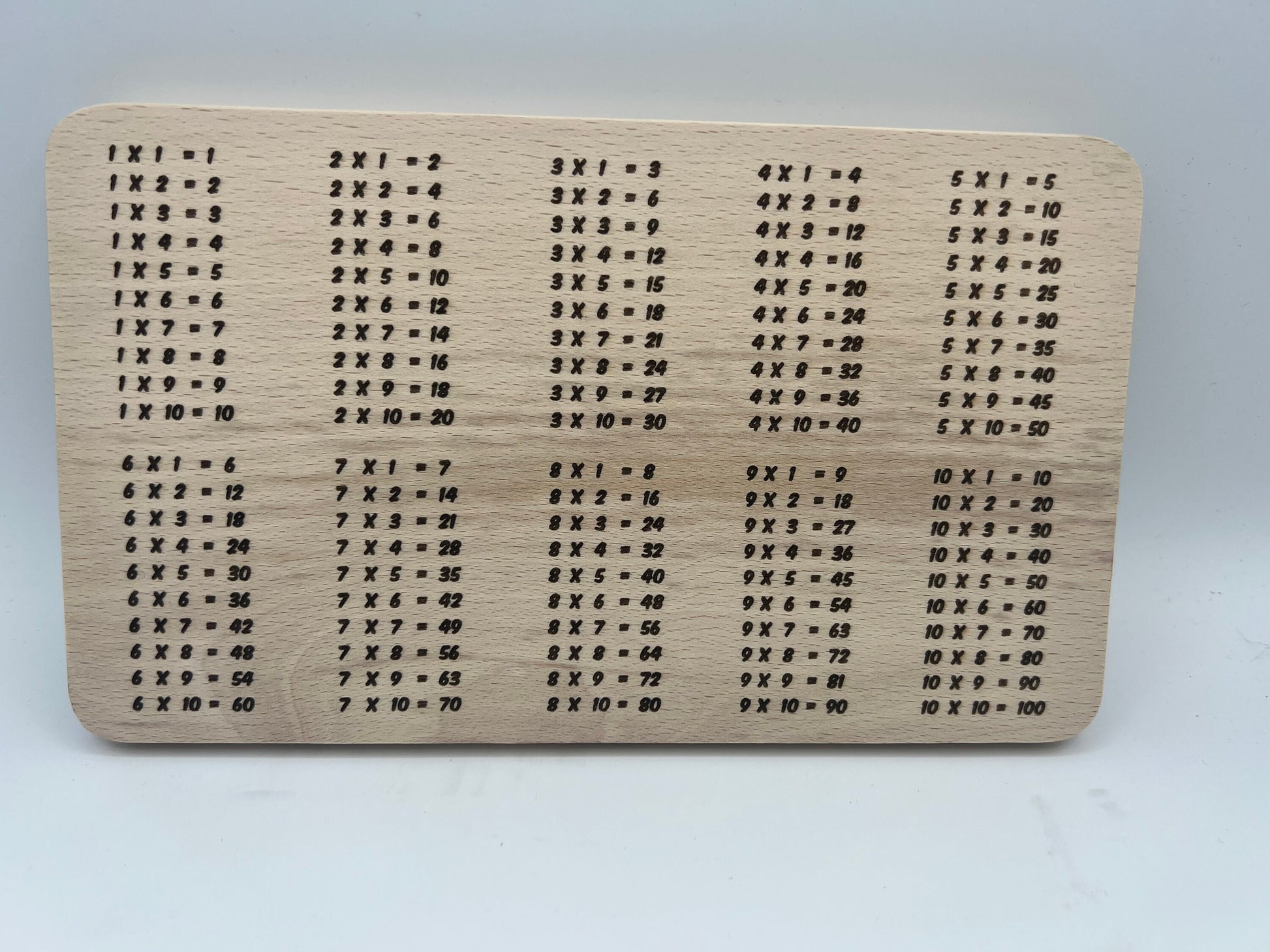 1X1 Frühstücksbrett aus Buchenholz / Geschenk / Einschulung/Schultüte/lernen