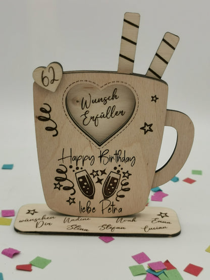 Gutschein Aufsteller - Individuelle Holzidee für Geburtstagsgeschenke, DIY Geschenke für Frauen & Männer, Abschluss Jubilare