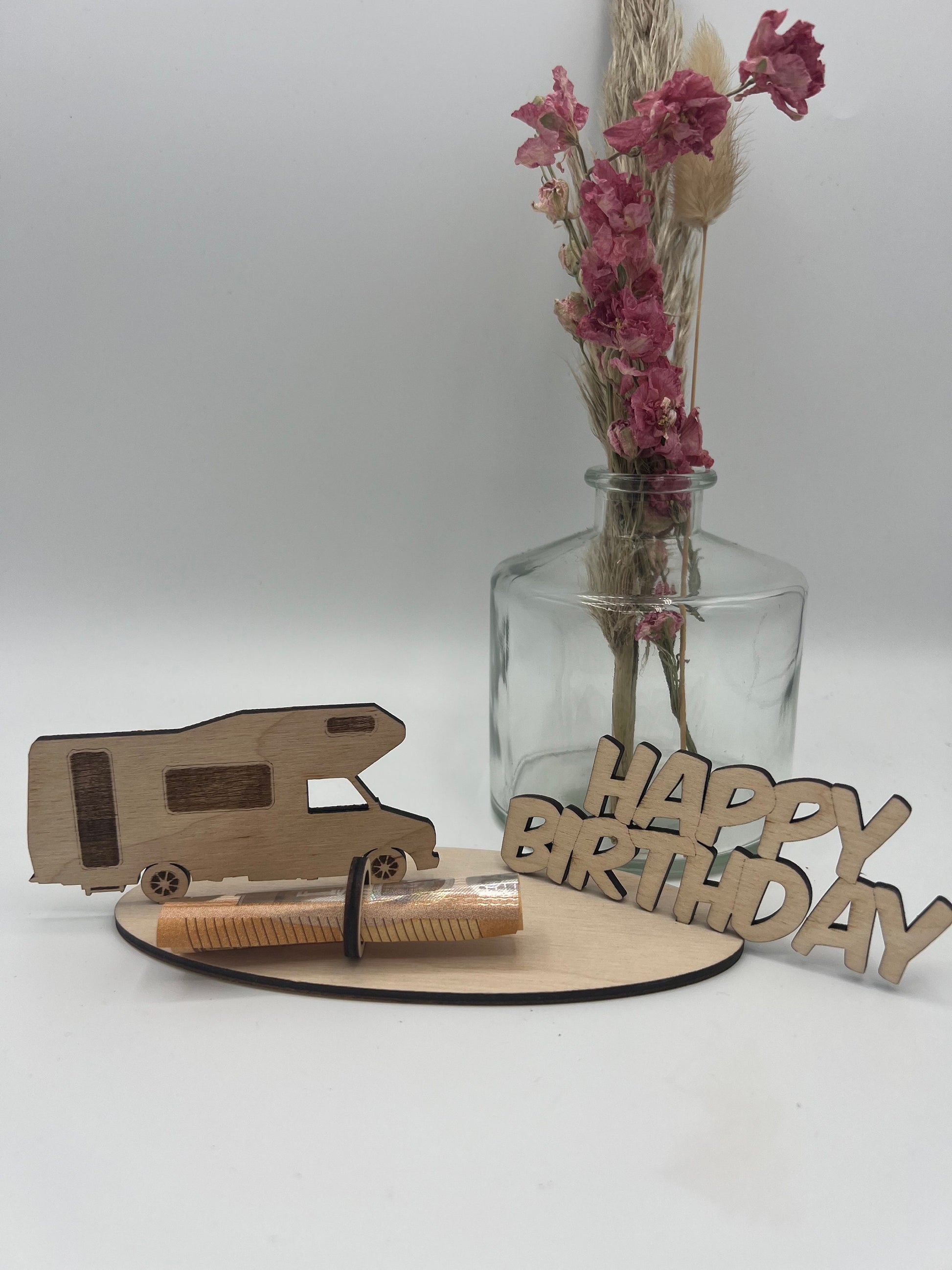 Geldgeschenk zur Rente / Camper / Holz / Geschenkidee Geldgeschenk / Rentner / Geburtstag / Urlaub / Wohnmobil / Bulli