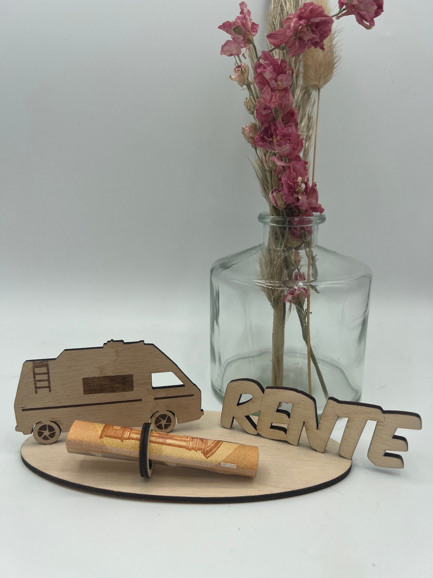 Geldgeschenk zur Rente / Camper / Holz / Geschenkidee Geldgeschenk / Rentner / Geburtstag / Urlaub / Wohnmobil / Bulli