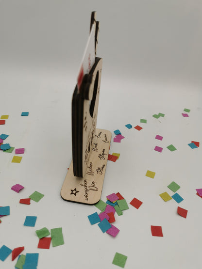 Gutschein Aufsteller - Individuelle Holzidee für Geburtstagsgeschenke, DIY Geschenke für Frauen & Männer, Abschluss Jubilare