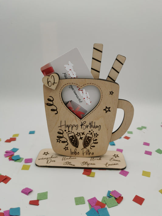 Gutschein Aufsteller - Individuelle Holzidee für Geburtstagsgeschenke, DIY Geschenke für Frauen & Männer, Abschluss Jubilare