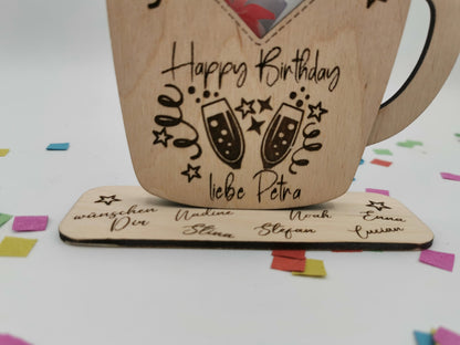 Gutschein Aufsteller - Individuelle Holzidee für Geburtstagsgeschenke, DIY Geschenke für Frauen & Männer, Abschluss Jubilare