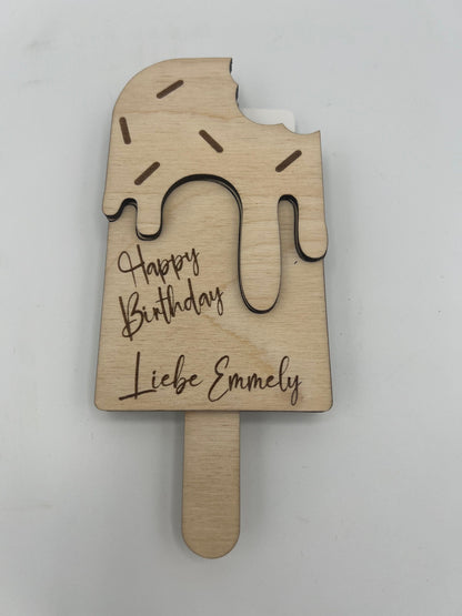 Gutschein Geschenke Halter aus Holz / Gutscheinkarte/Geldgeschenk / Eis