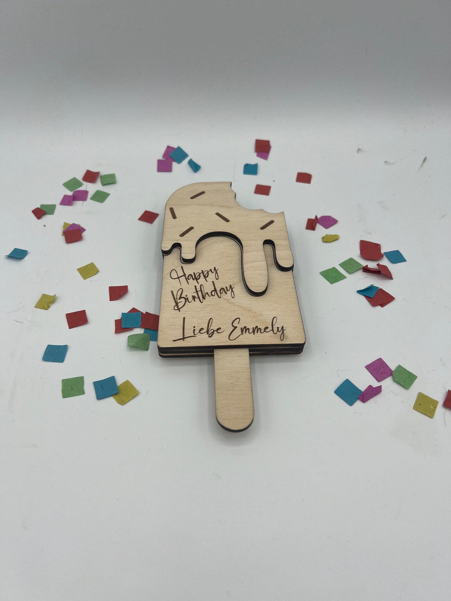 Gutschein Geschenke Halter aus Holz / Gutscheinkarte/Geldgeschenk / Eis