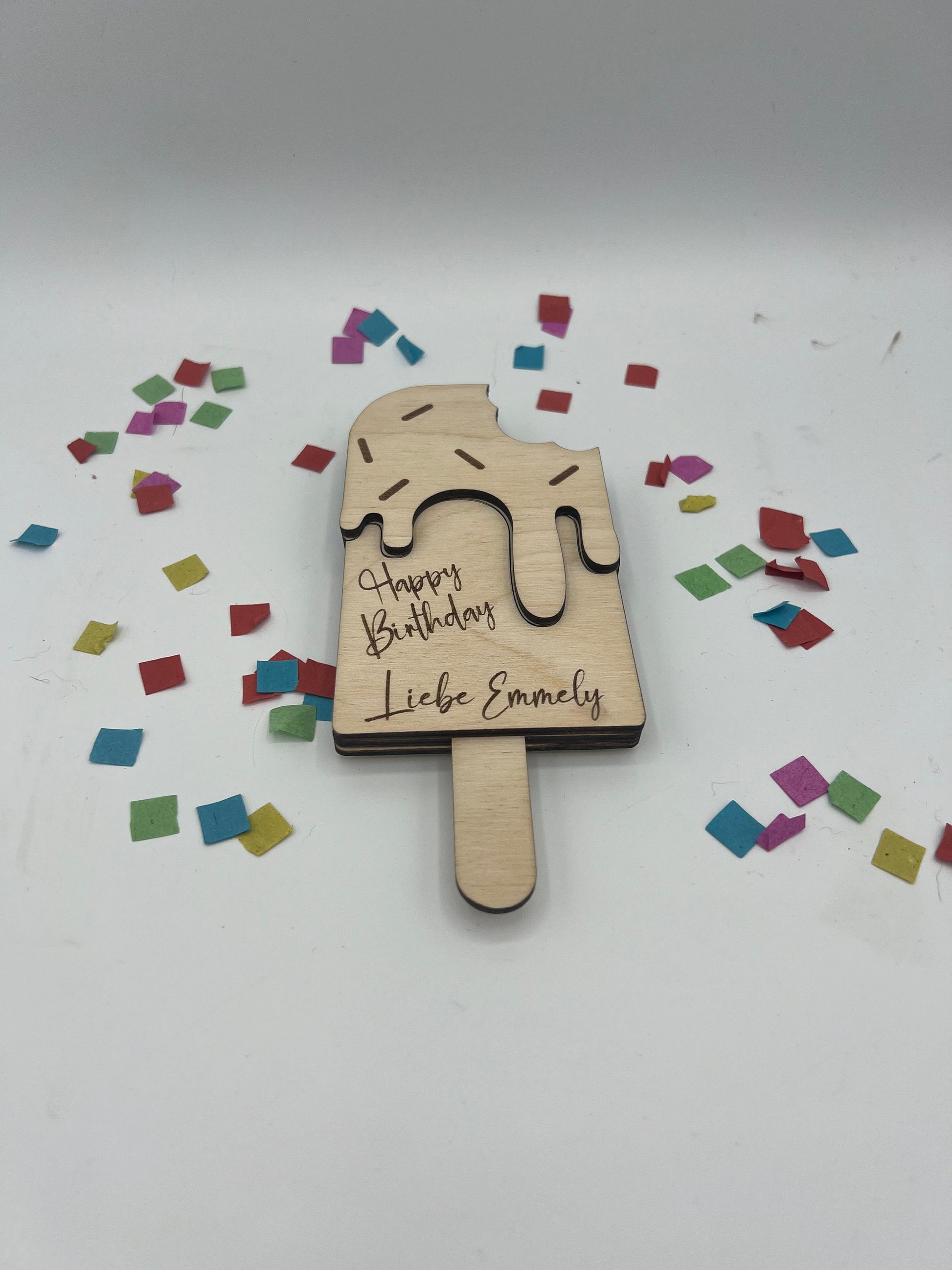 Gutschein Geschenke Halter aus Holz / Gutscheinkarte/Geldgeschenk / Eis