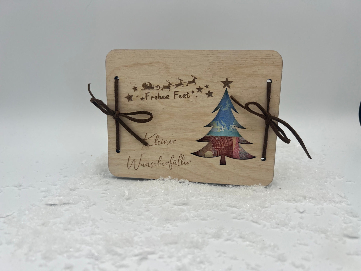 Geschenkkarte Geldgeschenk aus Holz mit Tannenbaum / Geld schenken / Gutscheinkarte / Weihnachten