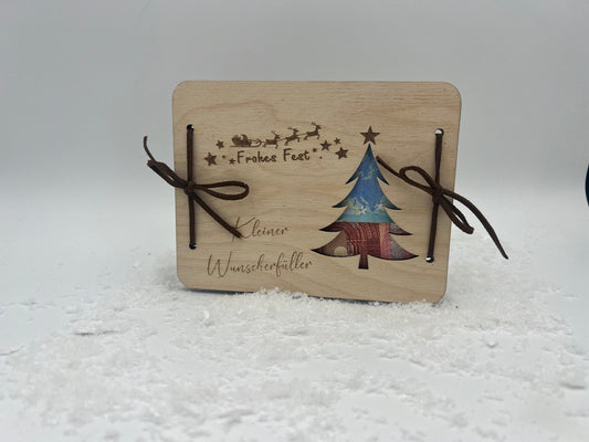 Geschenkkarte Geldgeschenk aus Holz mit Tannenbaum / Geld schenken / Gutscheinkarte / Weihnachten