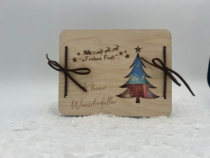 Geschenkkarte Geldgeschenk aus Holz mit Tannenbaum / Geld schenken / Gutscheinkarte / Weihnachten