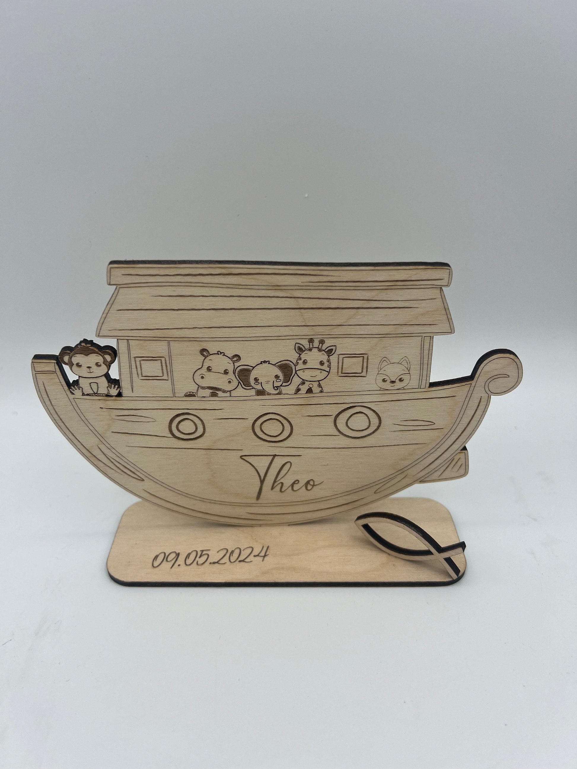 Arche Geldgeschenk zur Taufe, Geburt oder Kindergeburtstag, Arche Noah aus Holz mit süßen Tieren, Kommunion,Konfirmation,kleine Geschenkidee