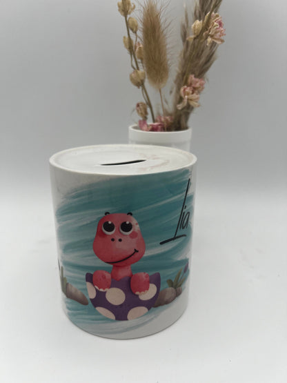 Spardose Dinosaurier, Spardose für Kinder, Geschenkidee für Kinder, Individuelles Geschenk, Spardose für Jungen /Mädchen, Personalisiert