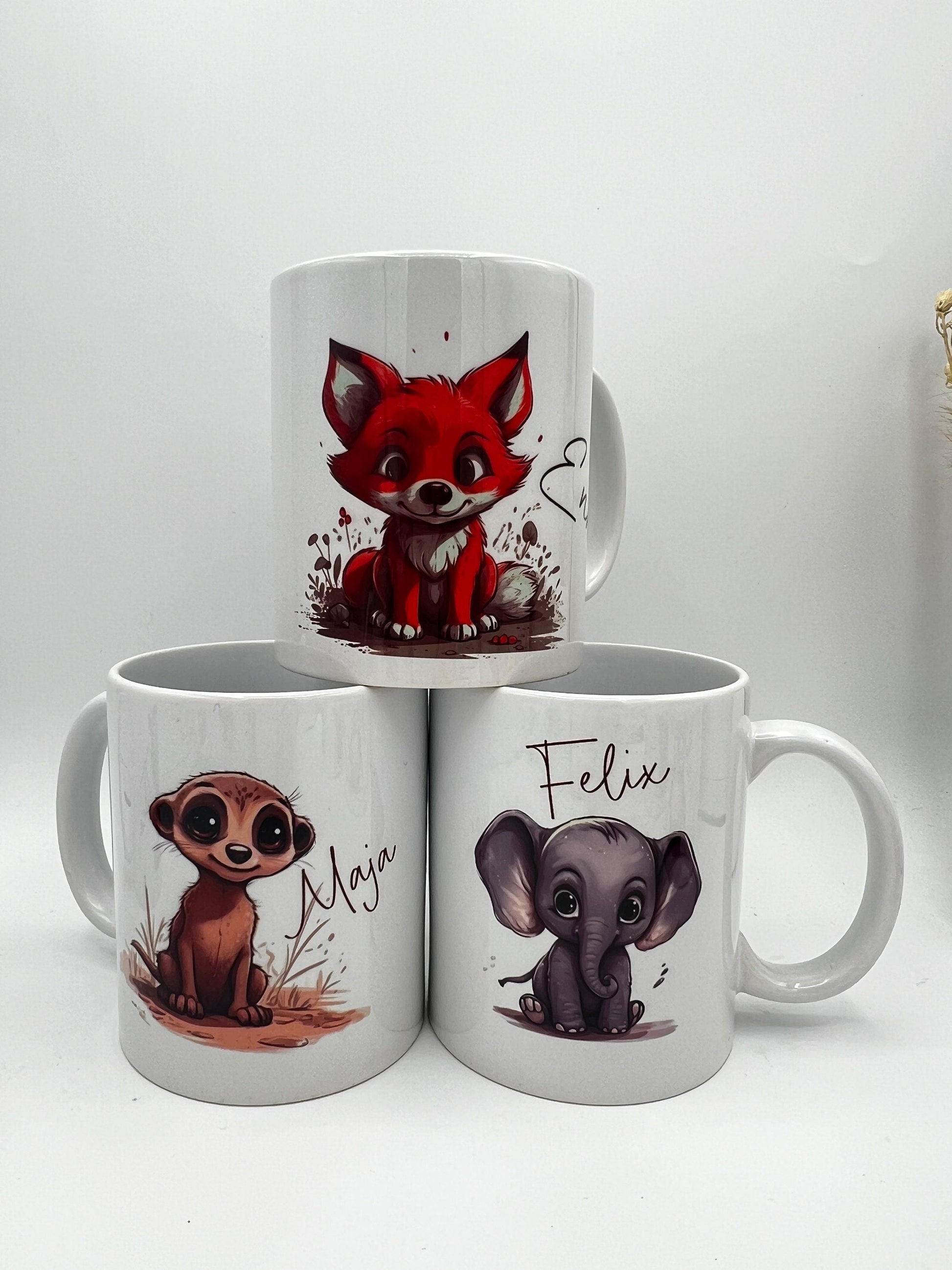 Tasse Kinder, Tiermotive Kinder, Becher personalisiert Kinder, Kindergeschenke, Geburtstaggeschenk, Einschulung Kindertasse personalisiert, Dekoschuppen