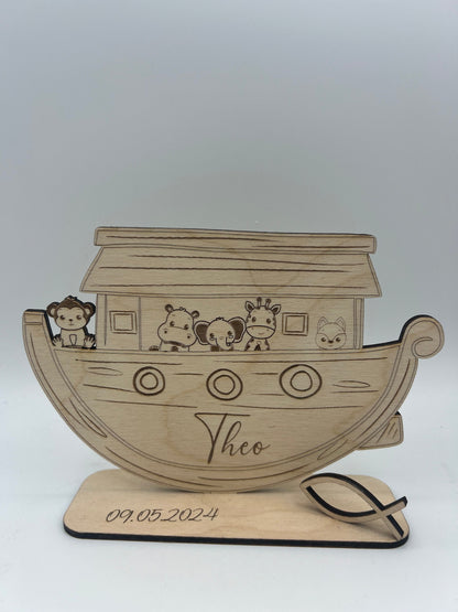 Arche Geldgeschenk zur Taufe, Geburt oder Kindergeburtstag, Arche Noah aus Holz mit süßen Tieren, Kommunion,Konfirmation,kleine Geschenkidee