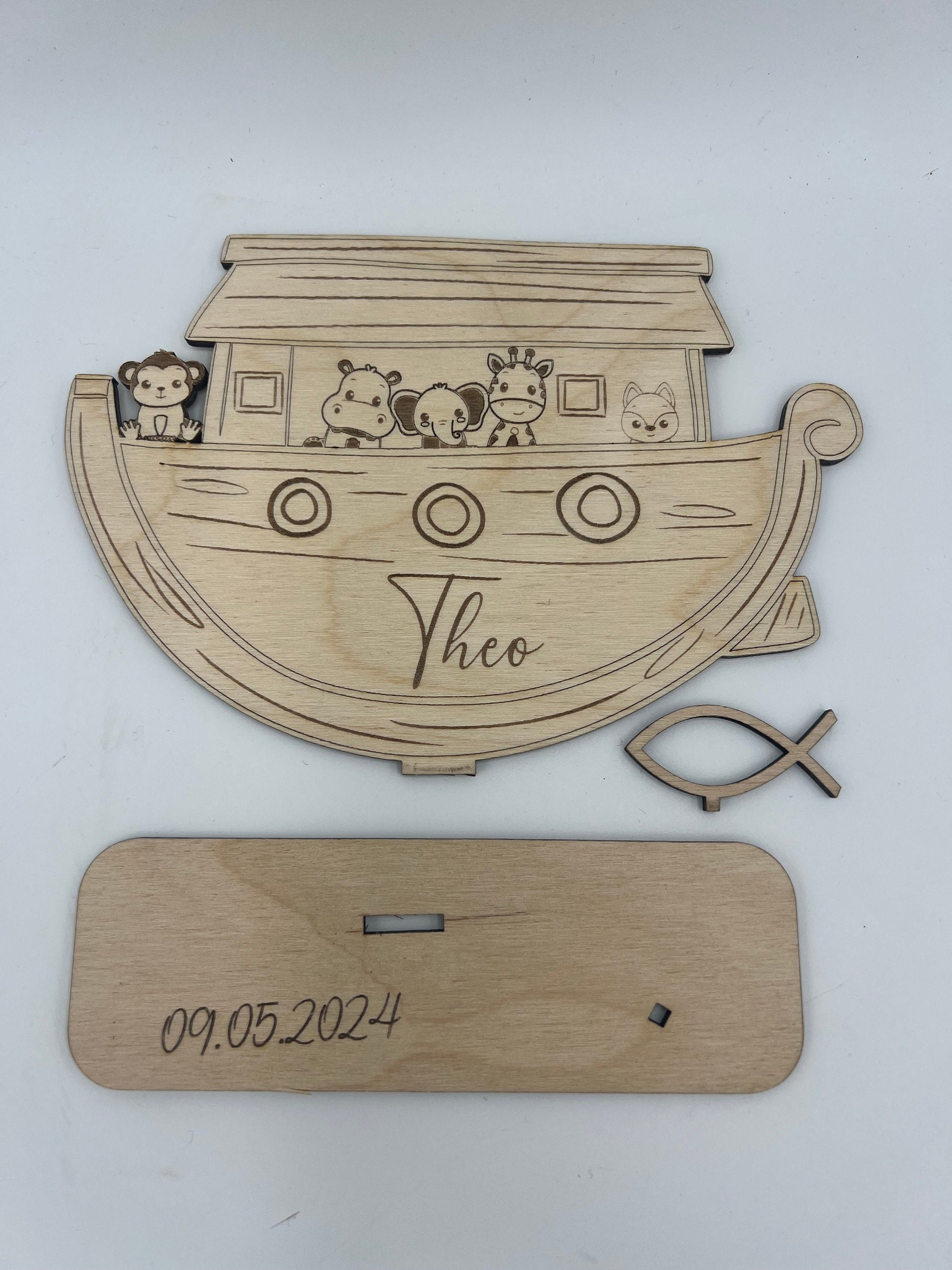 Arche Geldgeschenk zur Taufe, Geburt oder Kindergeburtstag, Arche Noah aus Holz mit süßen Tieren, Kommunion,Konfirmation,kleine Geschenkidee