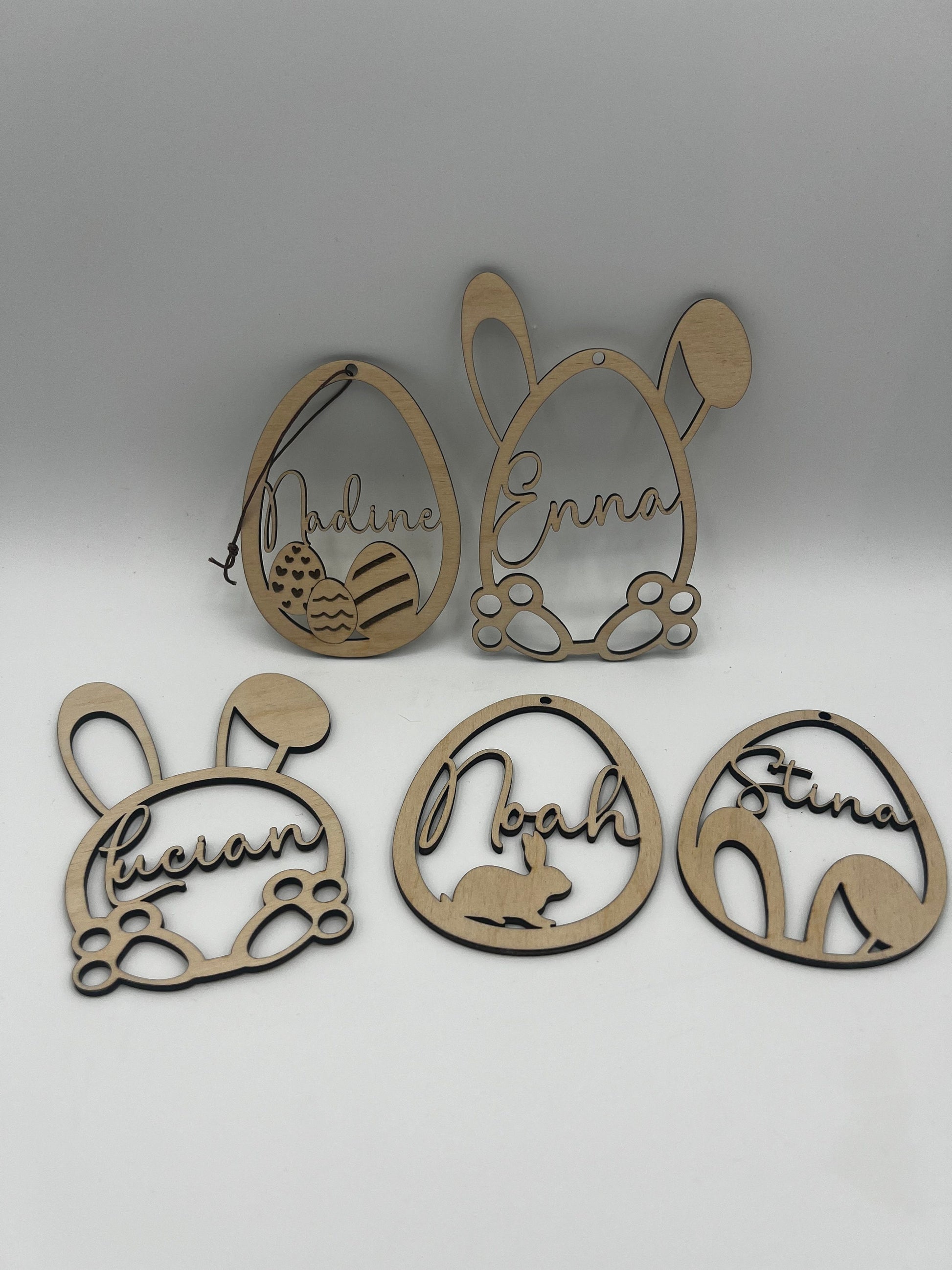 Osterdeko personalisiert aus Holz, Ostergeschenk, Anhänger Ostereier mit Name zu Ostern, Osteranhänger, Holzanhänger, Osternest, Osterkorb