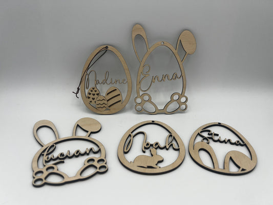 Osterdeko personalisiert aus Holz, Ostergeschenk, Anhänger Ostereier mit Name zu Ostern, Osteranhänger, Holzanhänger, Osternest, Osterkorb