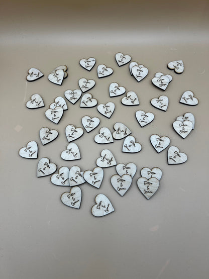 Streudeko zur Hochzeit /Dekoration Tisch / Herzen mit Namen/ Platzkarten/Holz Herz Personalisiert Hochzeit Tischdeko Geburtstag/ 50stk
