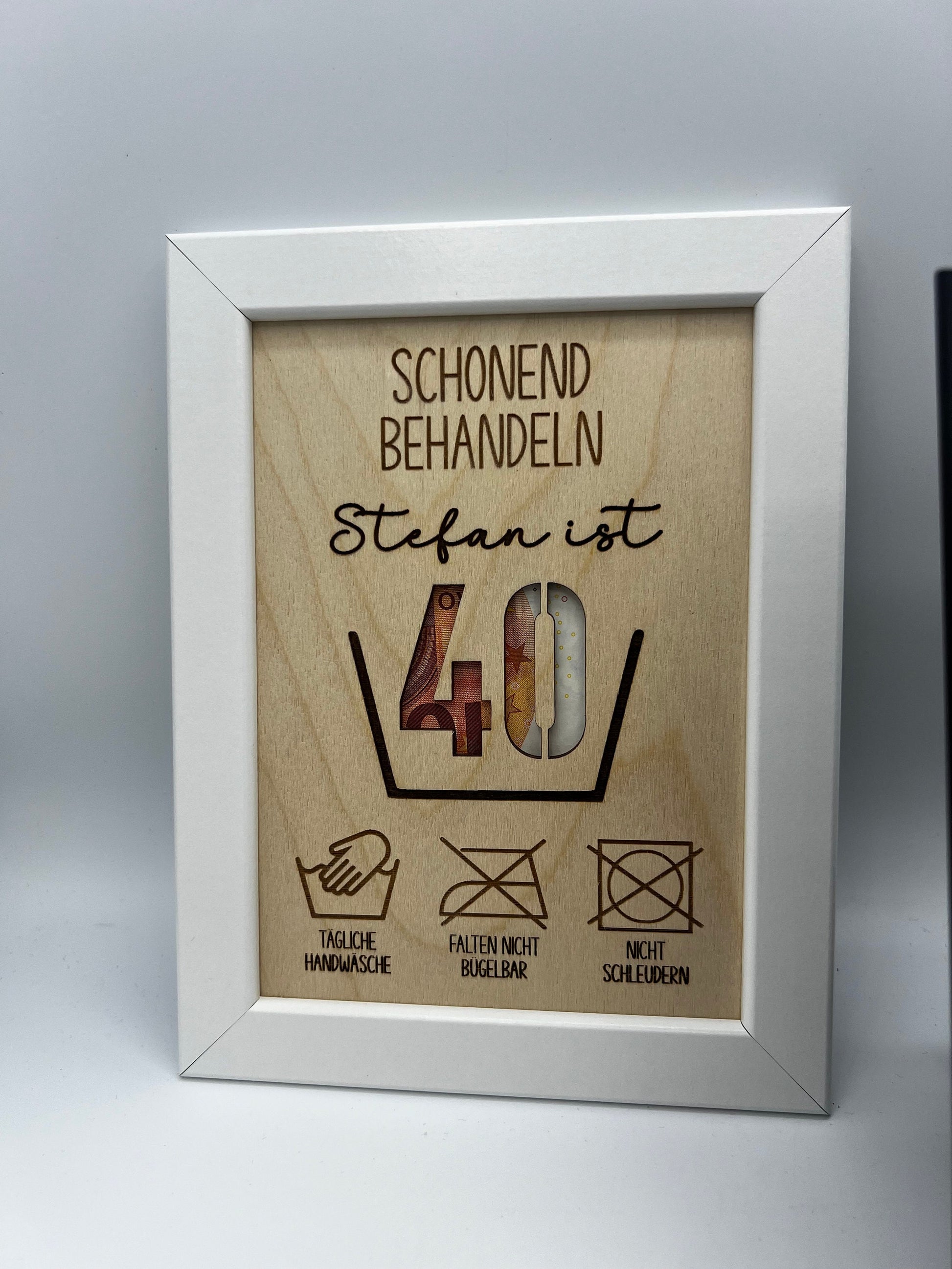 Schonend Behandeln Geldgeschenk, Geschenk zum 30. Geburtstag, Holzgeschenk , Geld Geschenkidee zum 40. Geburtstag, Geburtstagsgeschenk 50.