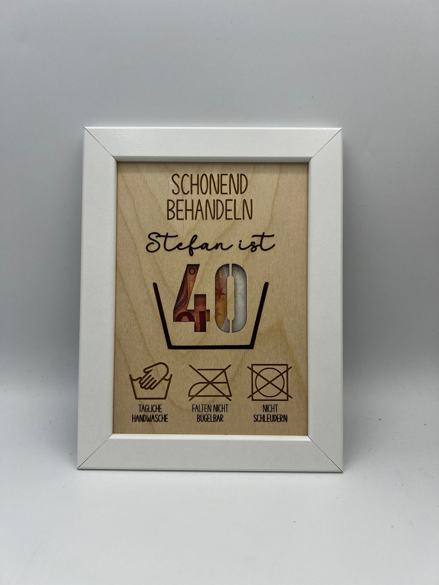 Schonend Behandeln Geldgeschenk, Geschenk zum 30. Geburtstag, Holzgeschenk , Geld Geschenkidee zum 40. Geburtstag, Geburtstagsgeschenk 50.