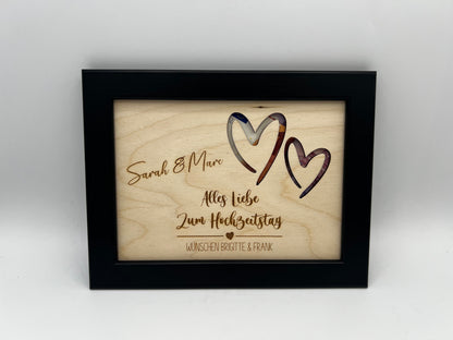 Geldgeschenk zur Hochzeit Personalisiert, Silberhochzeit, Goldene Hochzeit, Personalisiertes Geburtstagsgeschenk, Hochzeitsgeschenk aus Holz