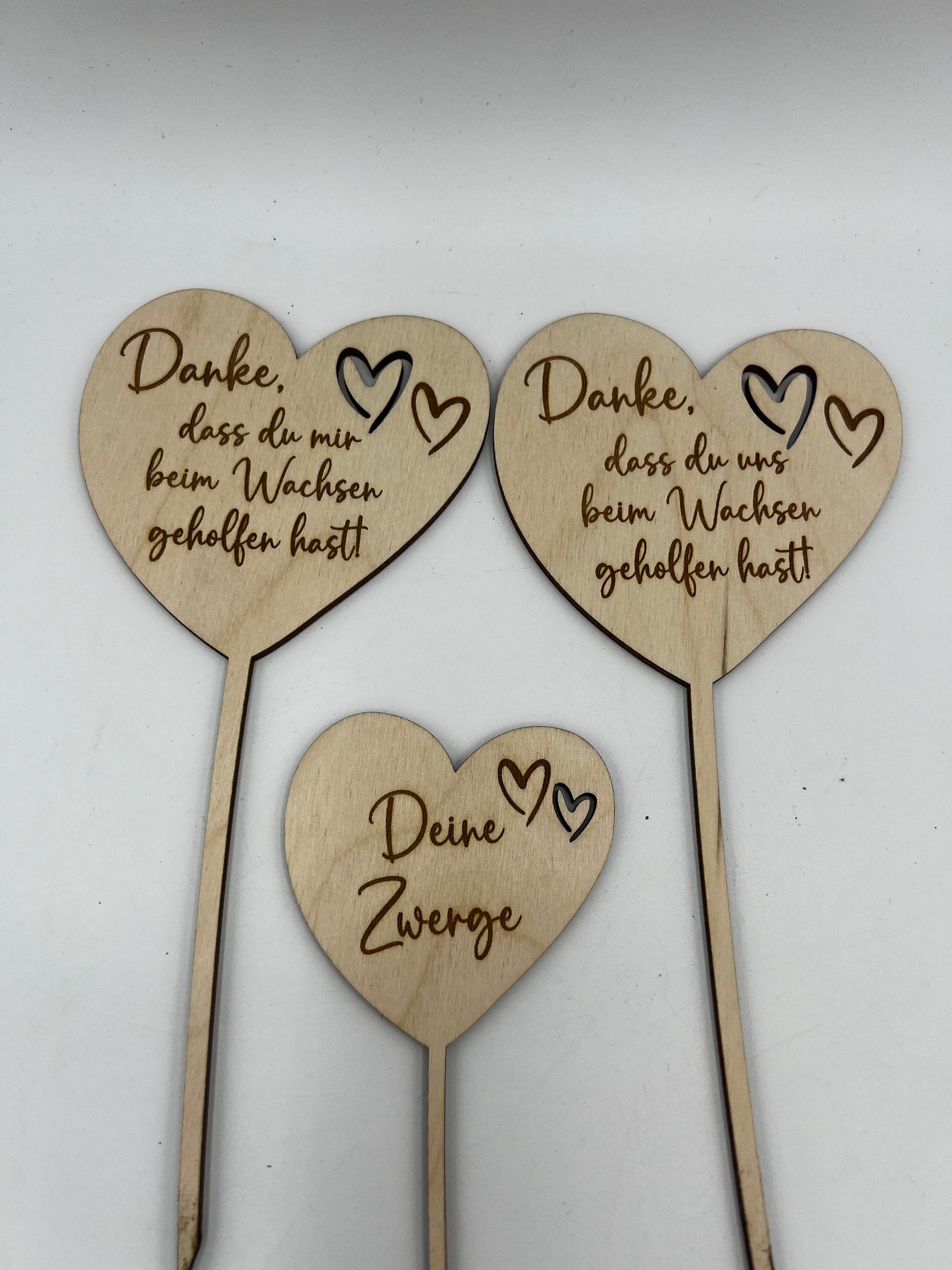 Blumenstecker aus Holz, Geschenk Personalisiert Abschied Kindergarten, Tagesmutter, Schulabschluss, Blumenschild mit Namen, Danke sagen
