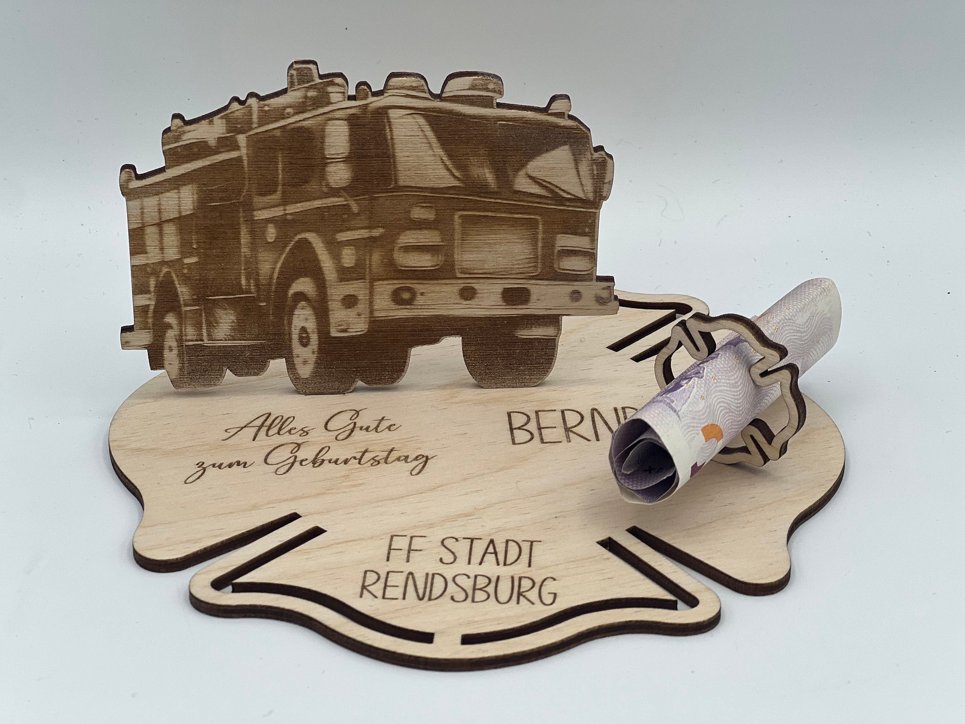 Feuerwehr Geldgeschenk aus Holz