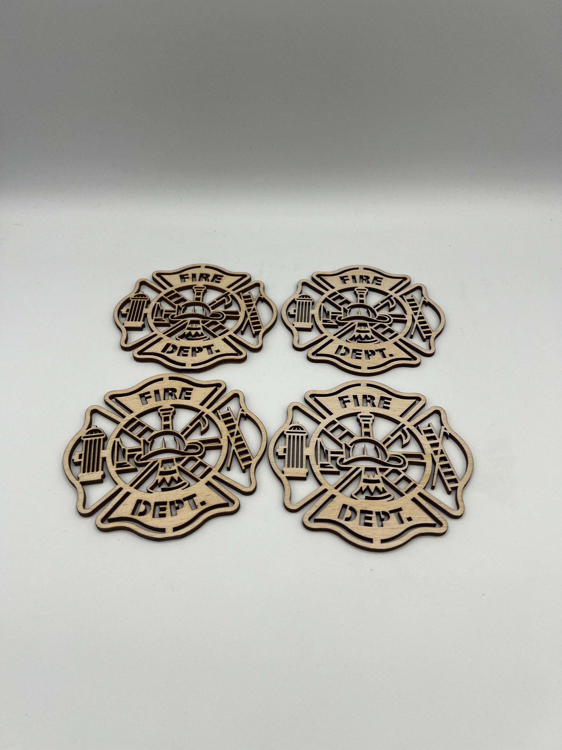 Glasuntersetzer Feuerwehr , Glasuntersetzer Holz , 4 stück Untersetzer, Geburtstaggeschenk , Geburtstag , Feier , Hochzeit