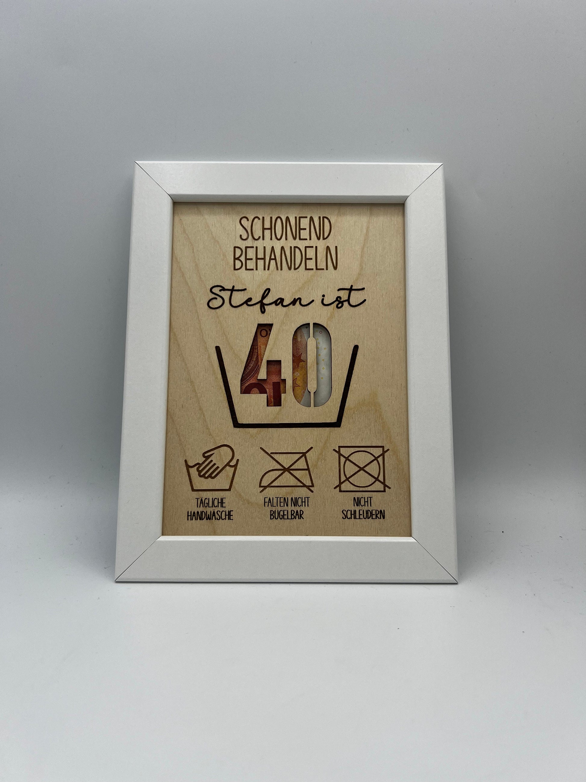Schonend Behandeln Geldgeschenk, Geschenk zum 30. Geburtstag, Holzgeschenk , Geld Geschenkidee zum 40. Geburtstag, Geburtstagsgeschenk 50.