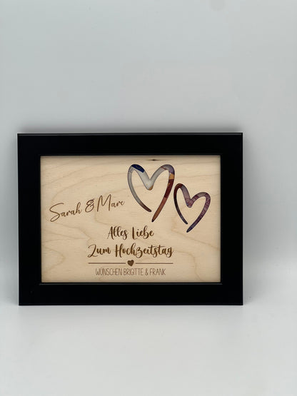 Geldgeschenk zur Hochzeit Personalisiert, Silberhochzeit, Goldene Hochzeit, Personalisiertes Geburtstagsgeschenk, Hochzeitsgeschenk aus Holz