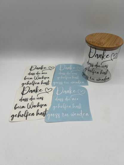 Aufkleber für Blumentopf, Abschiedsgeschenk Kindergarten, Geschenk Lehrer, Danke, dass du mir beim Wachsen geholfen hast, Personalisierbar