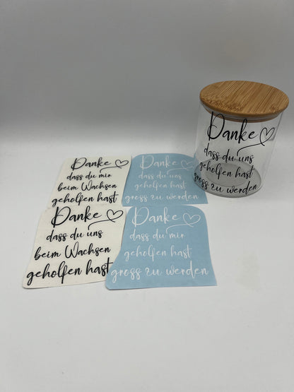 Aufkleber für Blumentopf, Abschiedsgeschenk Kindergarten, Geschenk Lehrer, Danke, dass du mir beim Wachsen geholfen hast, Personalisierbar