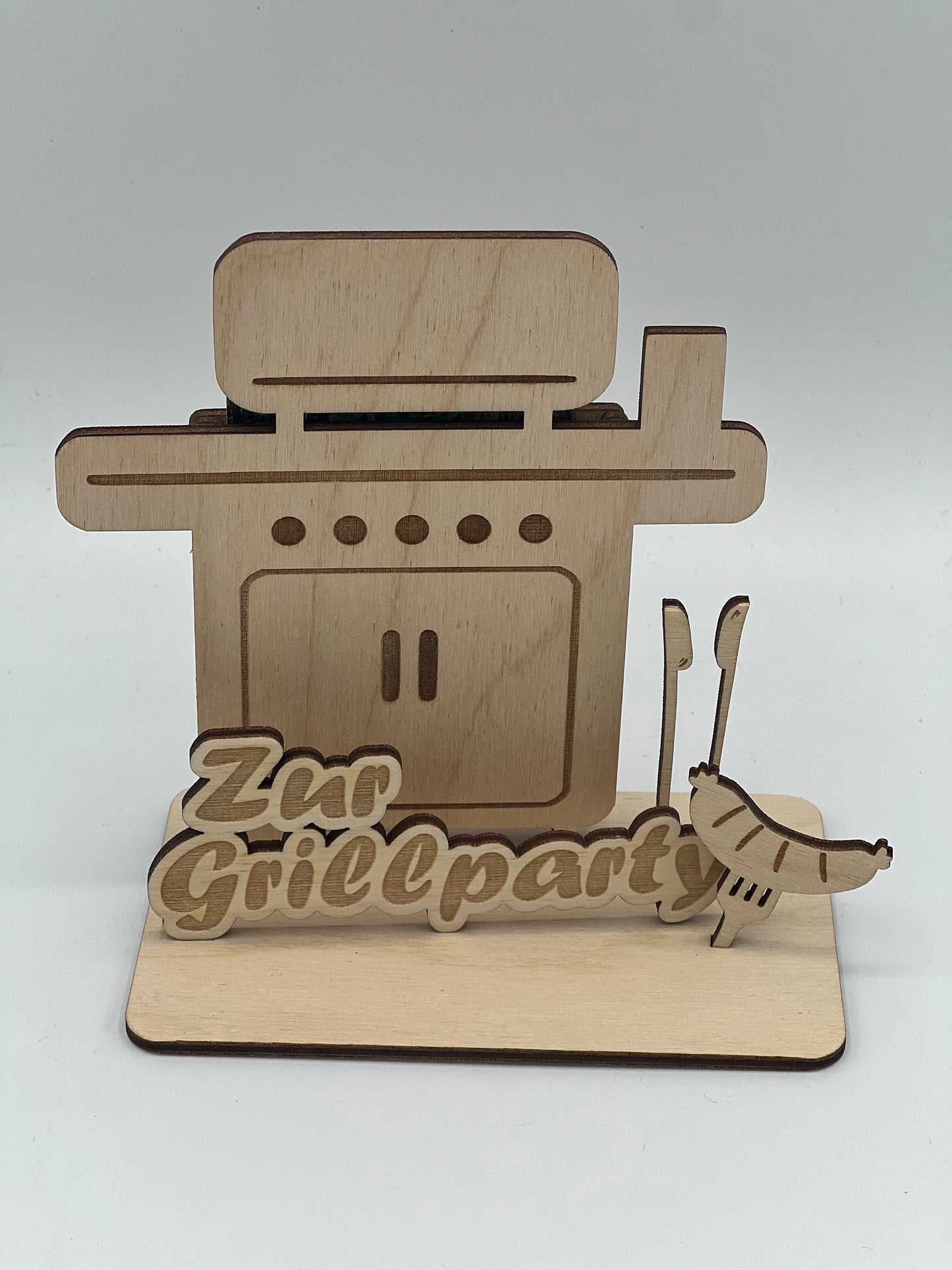 Geldgeschenk zum Geburtstag/ Gutscheinhalter / Grill aus Holz / Geschenkeverpackung / Gutschein verschenken/ Geschenk Ideen