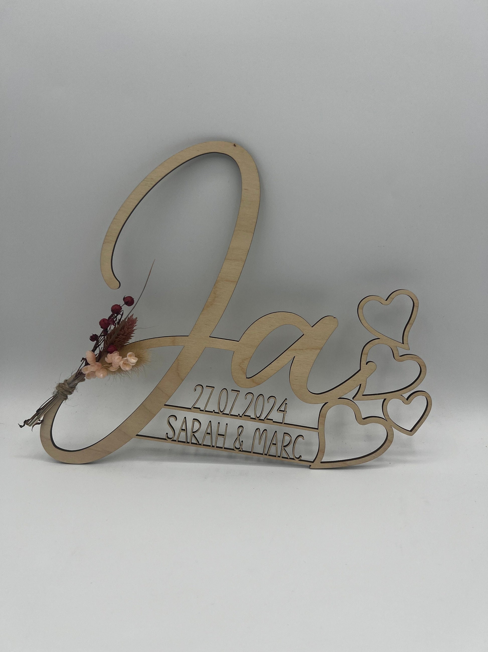 Hochzeitsgeschenk JA Schriftzug, Holzgeschenk personalisiert für das Brautpaar, geschenkidee oder Deko zur Hochzeit