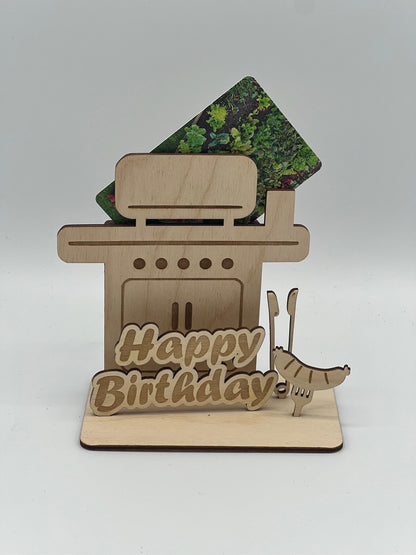 Geldgeschenk zum Geburtstag/ Gutscheinhalter / Grill aus Holz / Geschenkeverpackung / Gutschein verschenken/ Geschenk Ideen