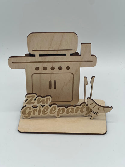 Geldgeschenk zum Geburtstag/ Gutscheinhalter / Grill aus Holz / Geschenkeverpackung / Gutschein verschenken/ Geschenk Ideen