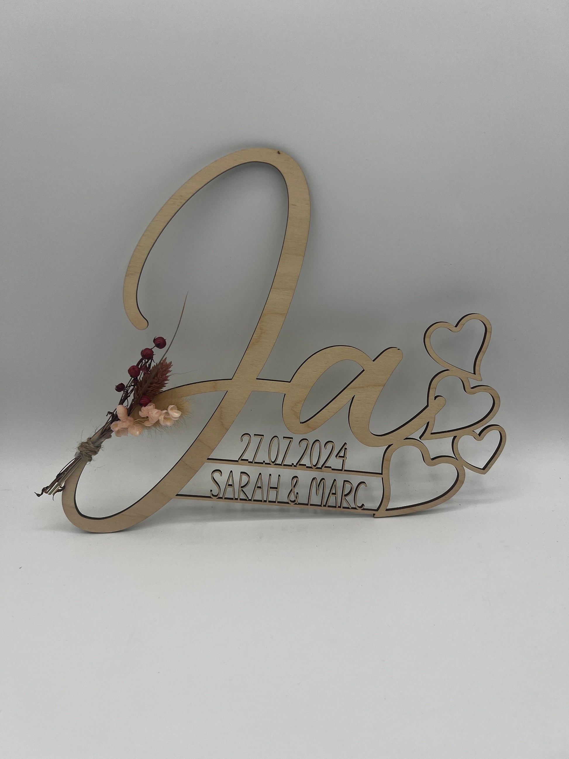 Hochzeitsgeschenk JA Schriftzug, Holzgeschenk personalisiert für das Brautpaar, geschenkidee oder Deko zur Hochzeit