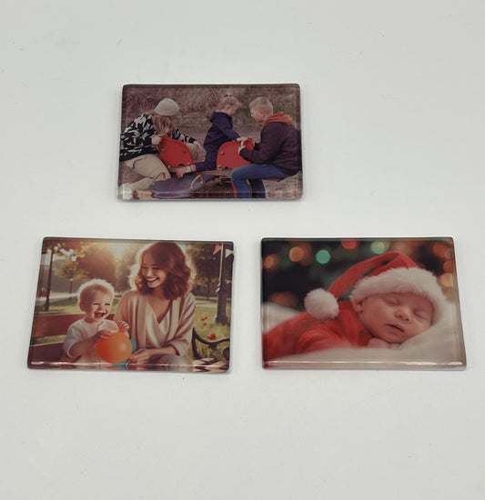 Magnet aus Glas mit dem Foto deiner Wahl, 5x7cm groß
