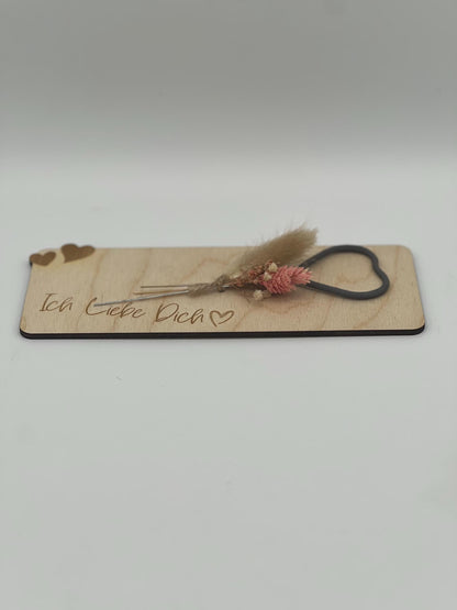 Wunderkerzenhalter aus Holz mit Trockenblumen, Personalisierbar zum Geburtstag, Valentinstag oder besondere Momente. kleines Mitbringsel