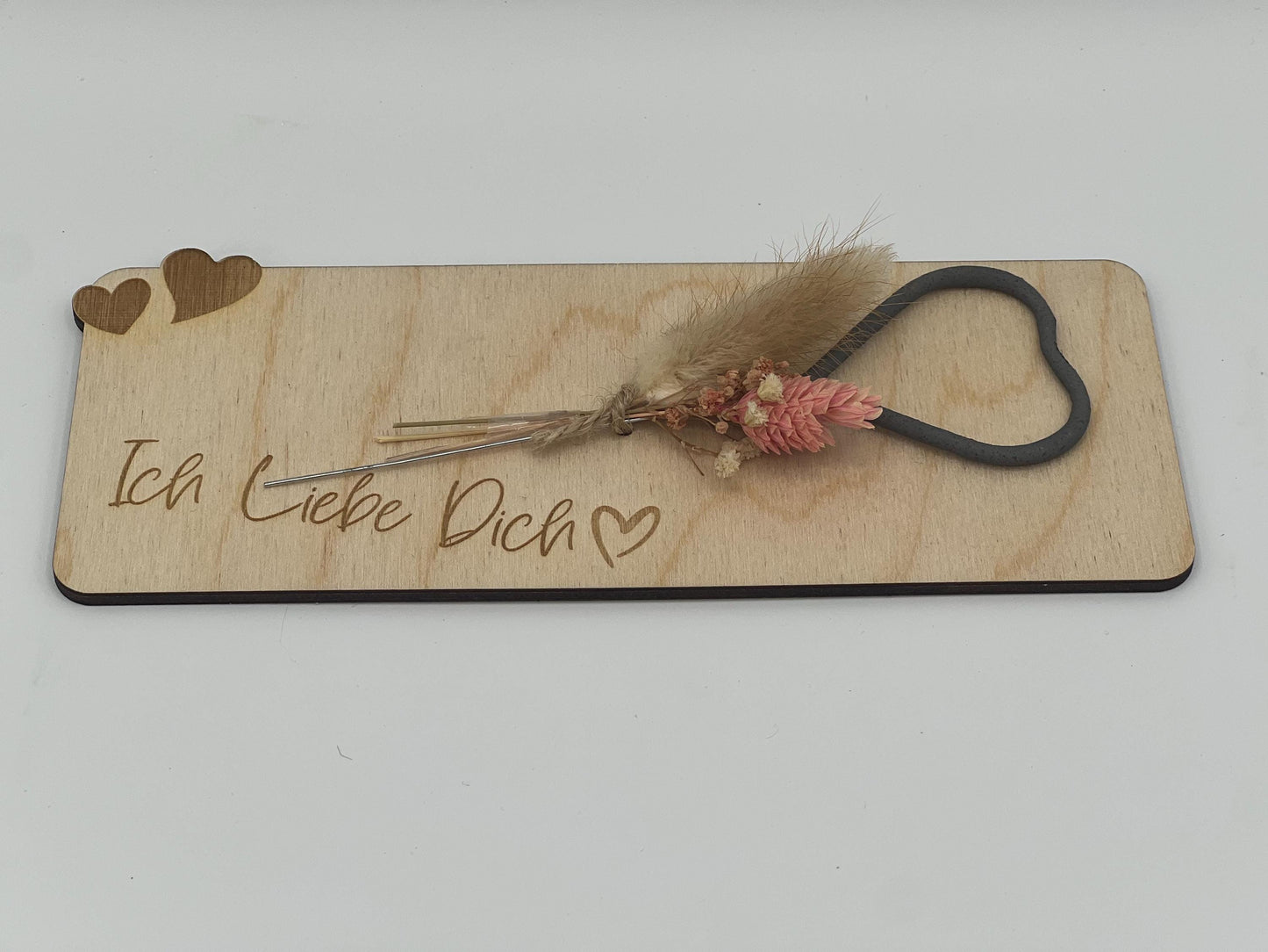 Wunderkerzenhalter aus Holz mit Trockenblumen, Personalisierbar zum Geburtstag, Valentinstag oder besondere Momente. kleines Mitbringsel