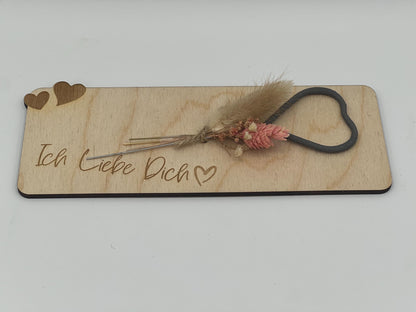 Wunderkerzenhalter aus Holz mit Trockenblumen, Personalisierbar zum Geburtstag, Valentinstag oder besondere Momente. kleines Mitbringsel