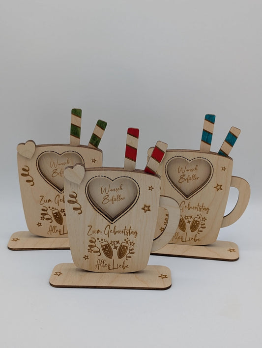 Gutschein Aufsteller - Individuelle Holzidee für Geburtstagsgeschenke, DIY Geschenke für Frauen & Männer, Abschluss Jubilare