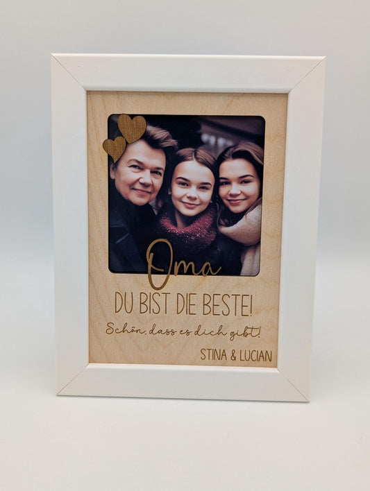 Personalisiertes Bilderrahmen-Geschenk zum Muttertag – "Oma, Du bist die Beste" für dein Foto, Muttertagsgeschenk, Valentinstag, Geburtstag
