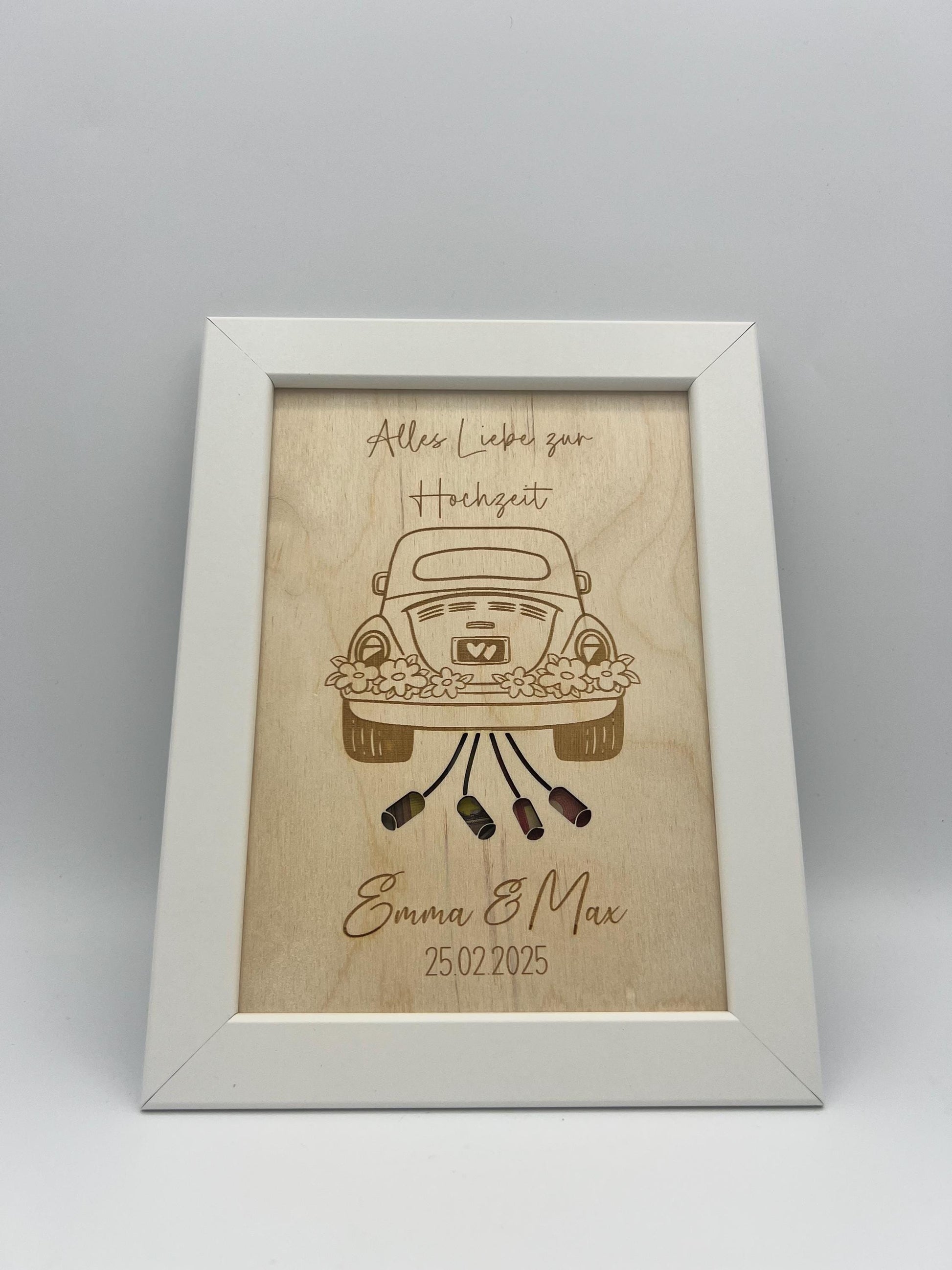 Hochzeitsgeschenk im Bilderrahmen, Geldgeschenk für das Brautpaar zur Hochzeit