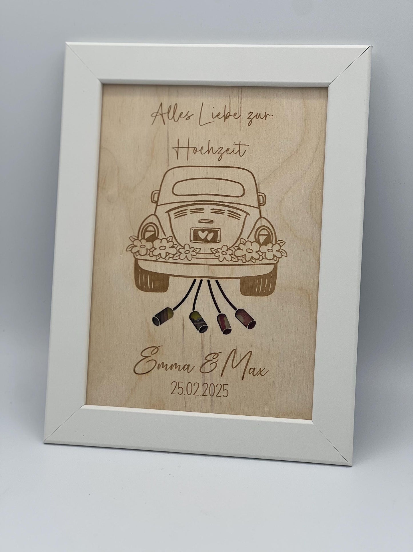 Hochzeitsgeschenk im Bilderrahmen, Geldgeschenk für das Brautpaar zur Hochzeit
