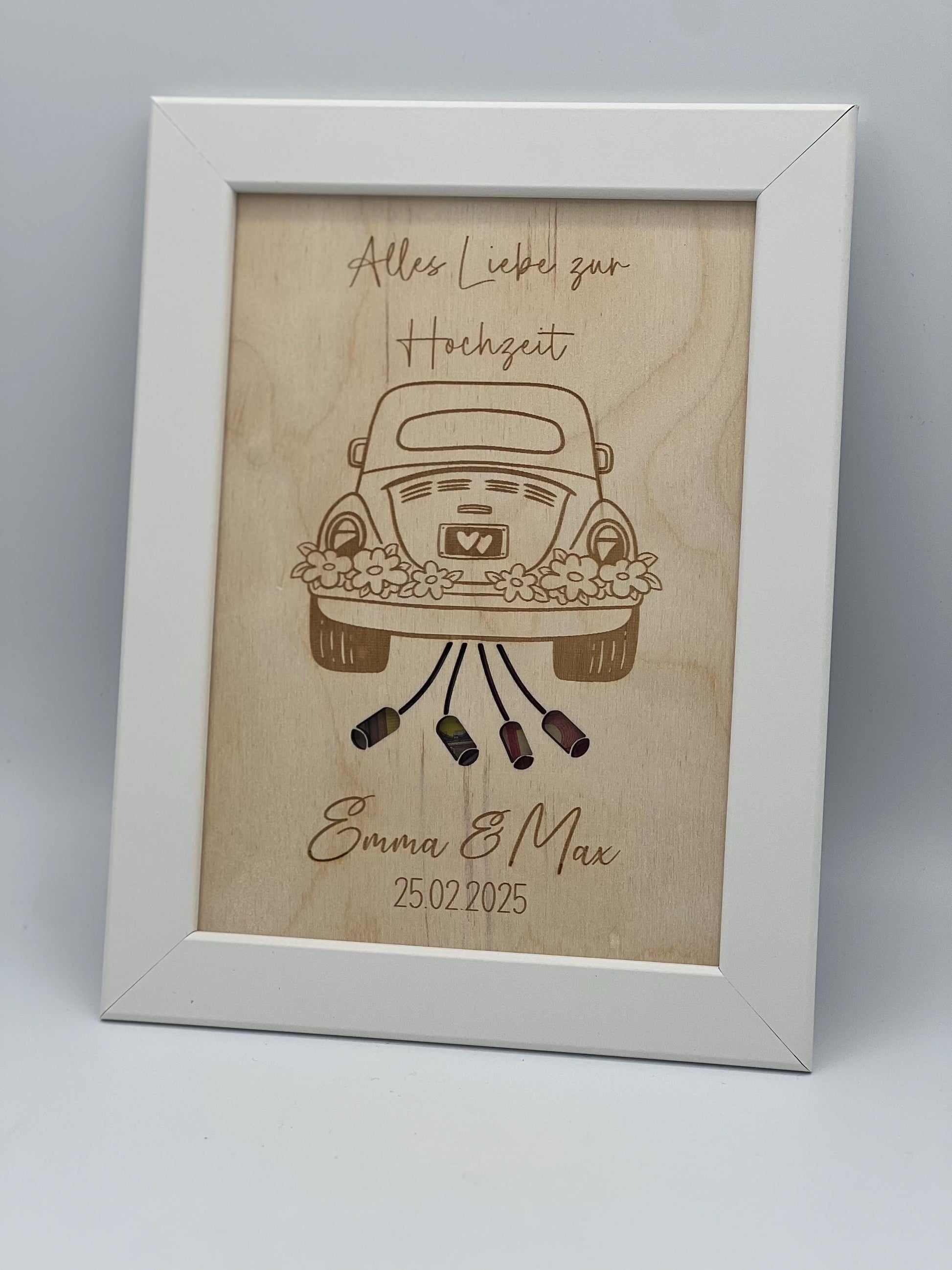 Hochzeitsgeschenk im Bilderrahmen, Geldgeschenk für das Brautpaar zur Hochzeit