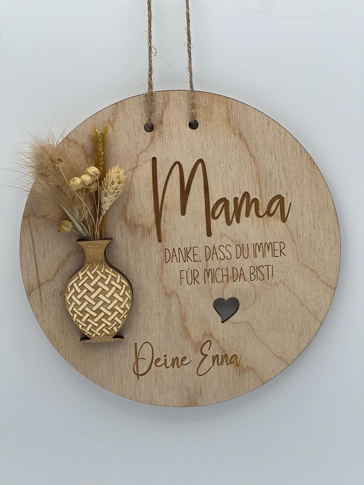 Personalisierte Holzscheibe zum Muttertag oder Geburtstag, Danke Mama mit den Namen der Kinder