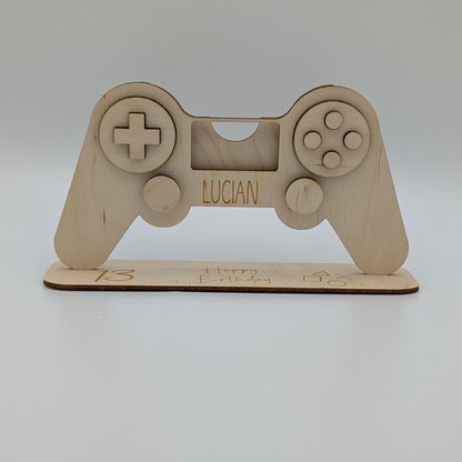 Geldgeschenk Holz für Zocker, Gaming Gutscheinkarte